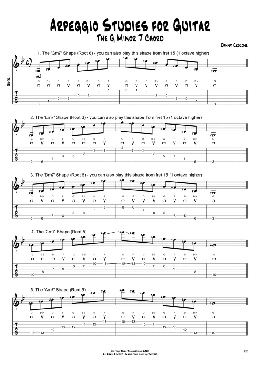 Arpeggio Studies for Guitar - The G Minor 7 Chord image number null