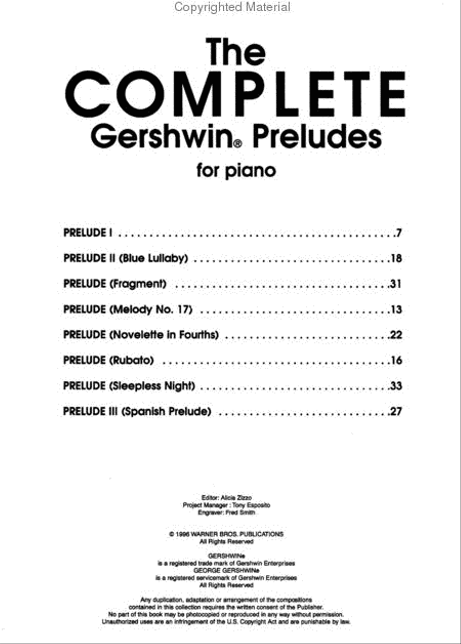 The Complete Gershwin Preludes for Piano