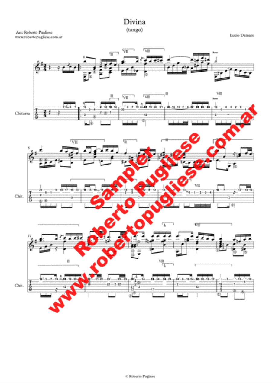 Divina - Tango (Mora - De La Calle) Classical Guitar scores gallery preview page 4