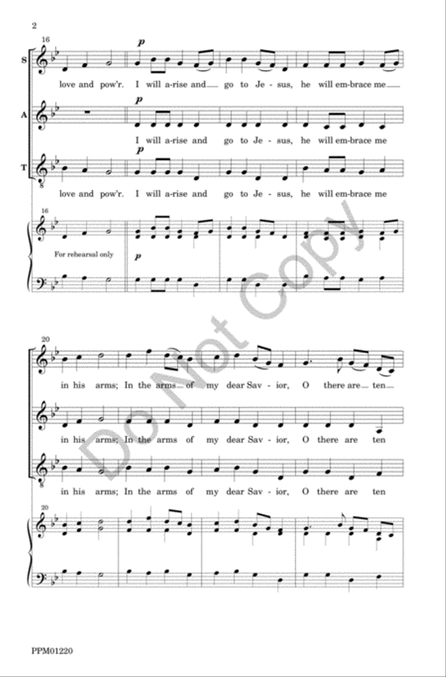 I Will Arise and Go to Jesus 4-Part scores gallery preview page 3