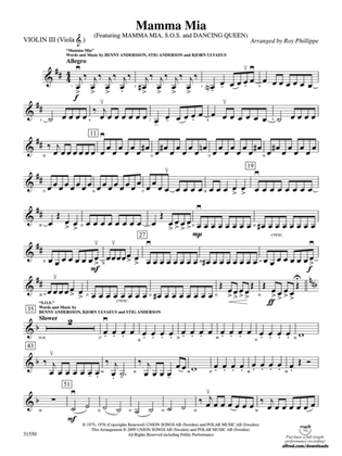 Mamma Mia, Selections from: 3rd Violin (Viola [TC])