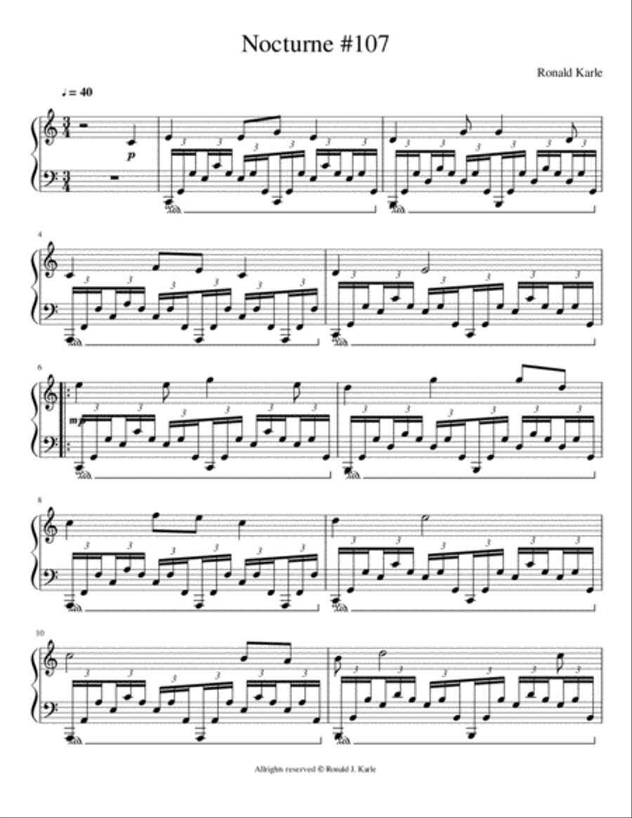 Nocturne #107 by: Ronald J. Karle Piano Method scores gallery preview page 2