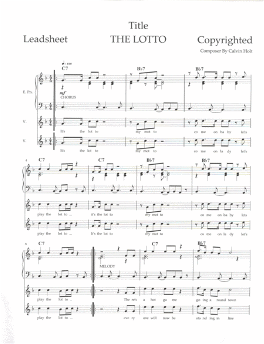 The Lotto Piano, Vocal, Guitar scores gallery preview page 2