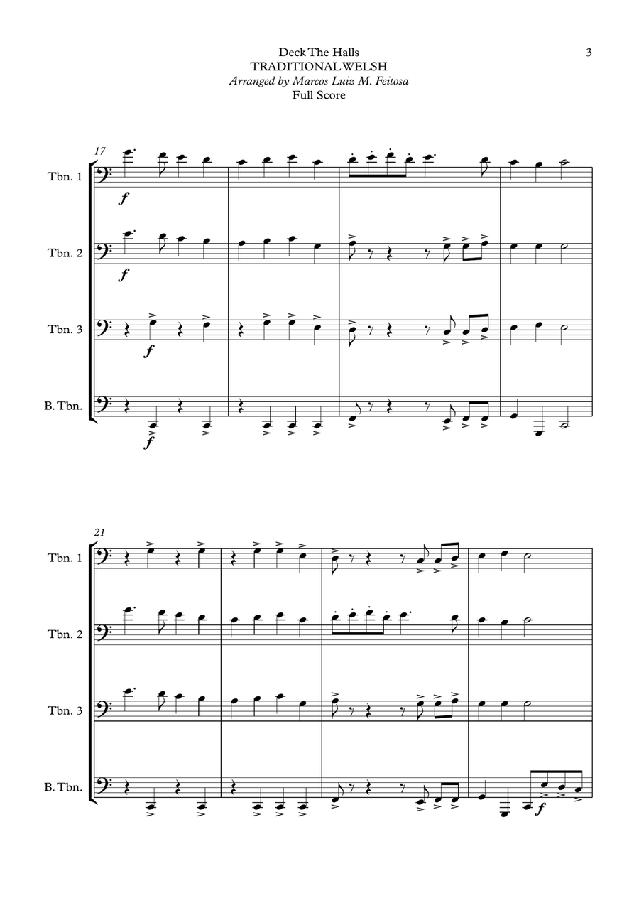 Deck The Halls - Trombone Quartet Brass Quartet scores gallery preview page 5