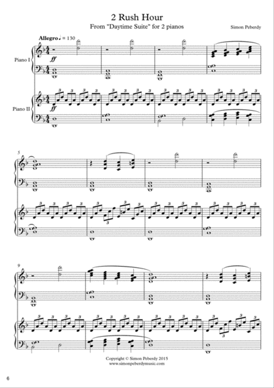 Daytime Suite for 2 pianos, 4 hands by Simon Peberdy 2 Pianos, 4-Hands scores gallery preview page 6