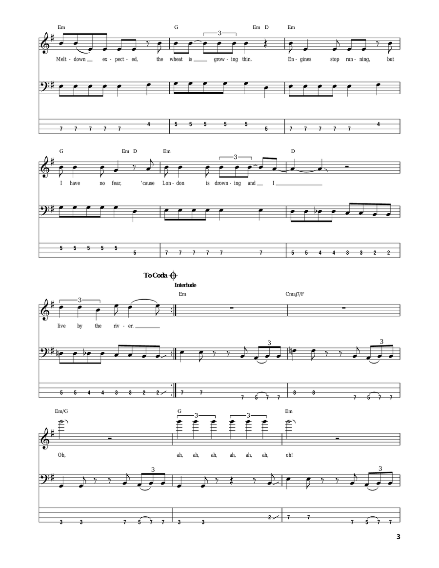 London Calling Guitar Tablature scores gallery preview page 3