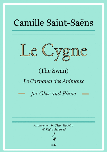 The Swan (Le Cygne) by Saint-Saens - Oboe and Piano (Individual Parts) image number null