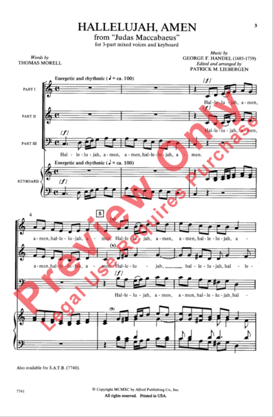 Hallelujah, Amen 3-Part scores gallery preview page 3