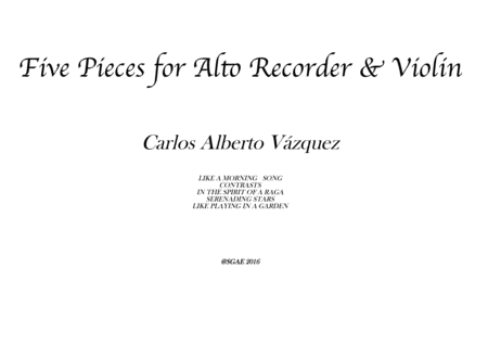 Five Pieces for Alto Recorder and Violin