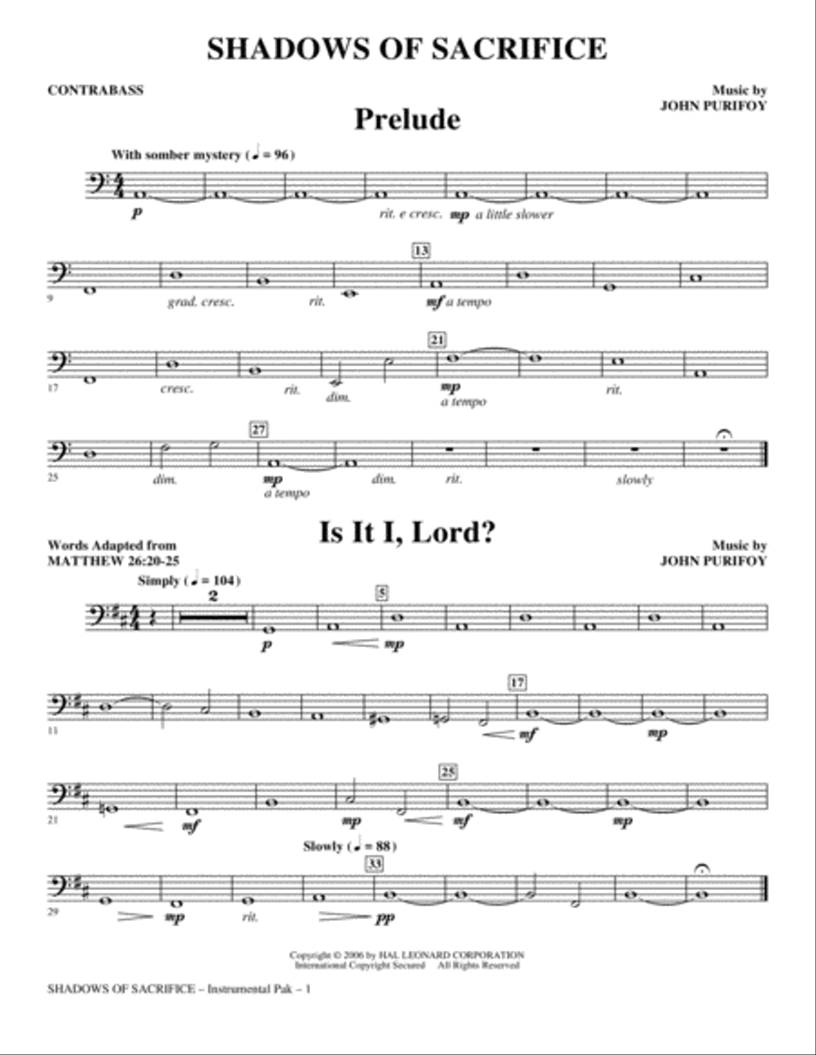 Shadows of Sacrifice - Contrabass Choir scores gallery preview page 1