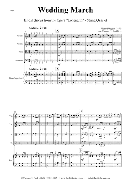 Wedding March - Bridal chorus Lohengrin - String Quartet