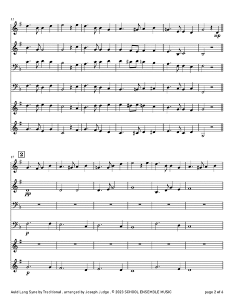 Auld Lang Syne for Brass Quartet in Schools Brass Quartet scores gallery preview page 2