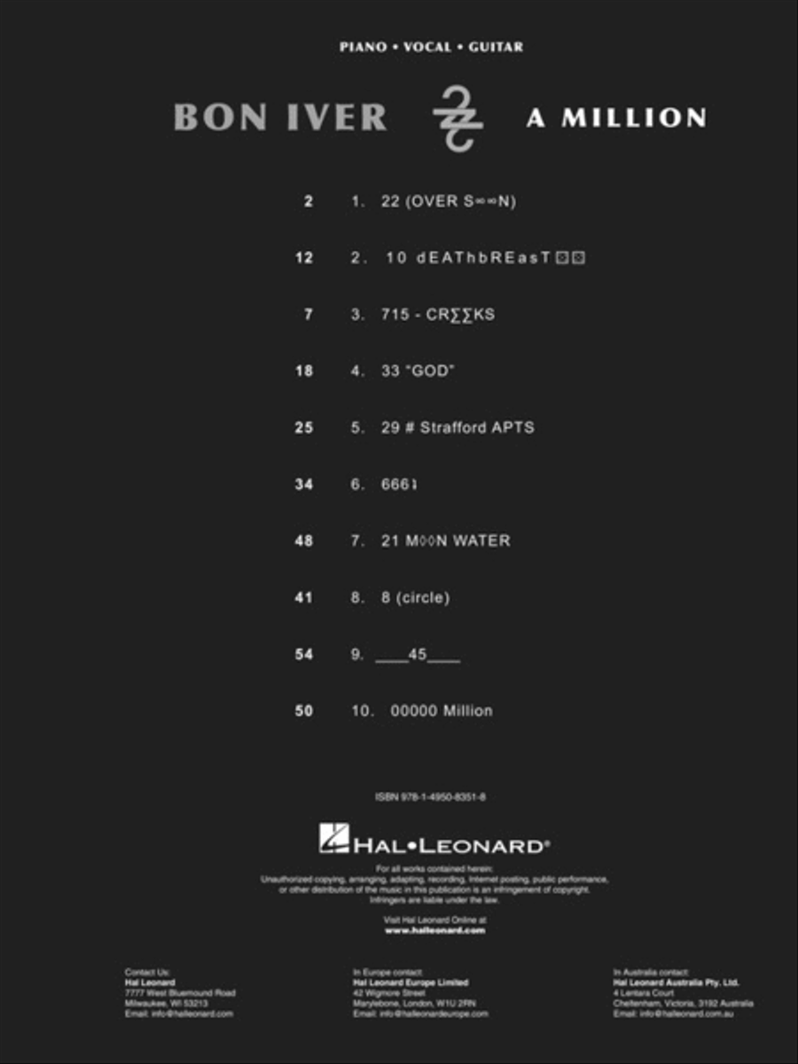 Bon Iver - 22, A Million Bon Iver - 22, A Million Piano, Vocal, Guitar scores gallery preview page 2