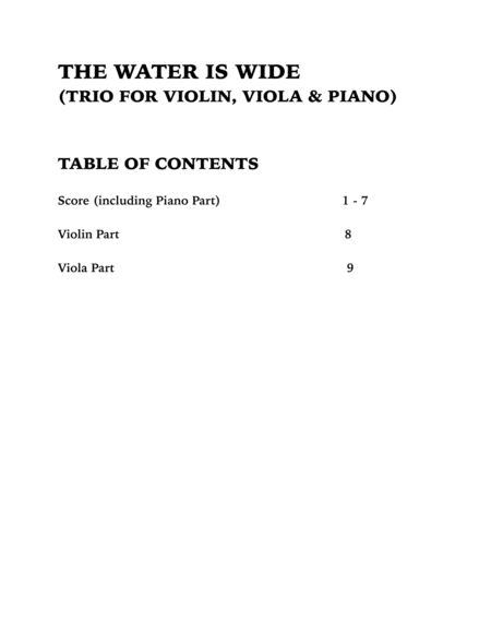 The Water is Wide (Trio for Violin, Viola and Piano) image number null