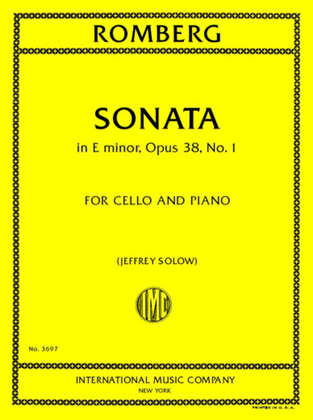 Book cover for Sonata In E Minor, Op. 38, No. 1