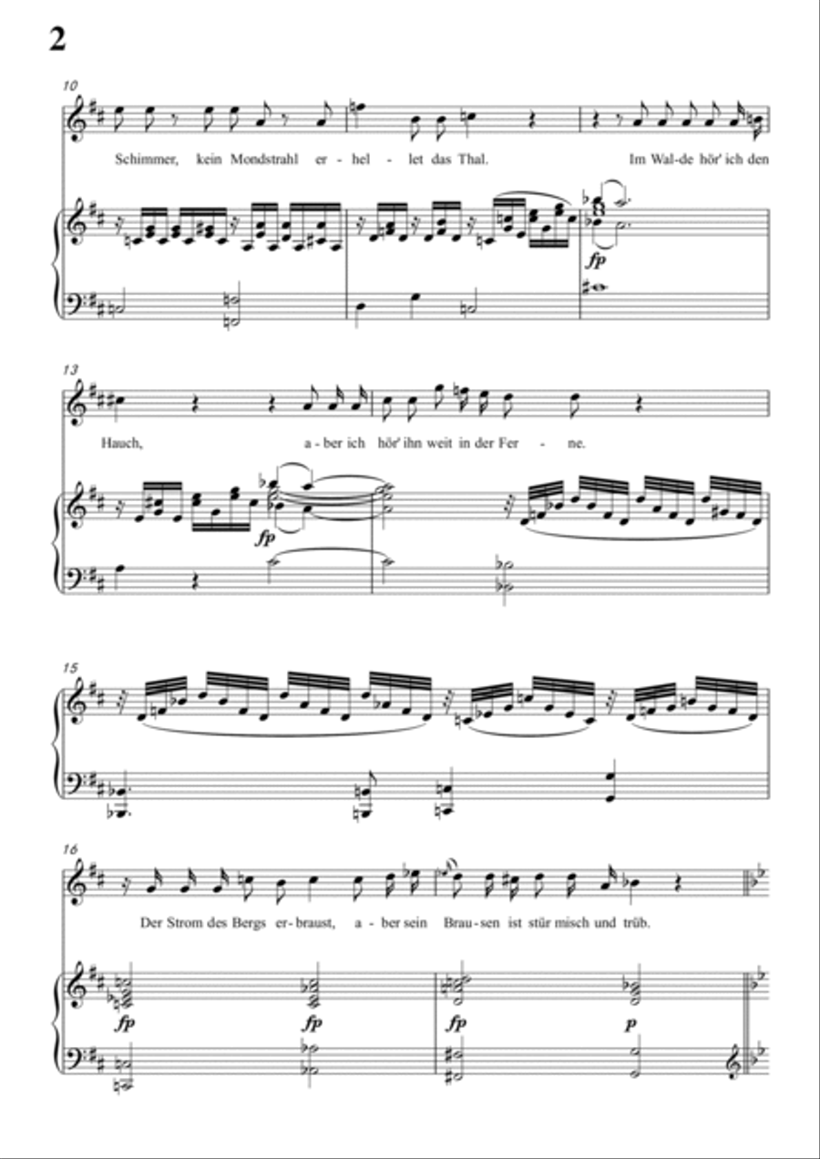 Schubert-Die Nacht in b minor,D.534,for Vocal and Piano Voice scores gallery preview page 3