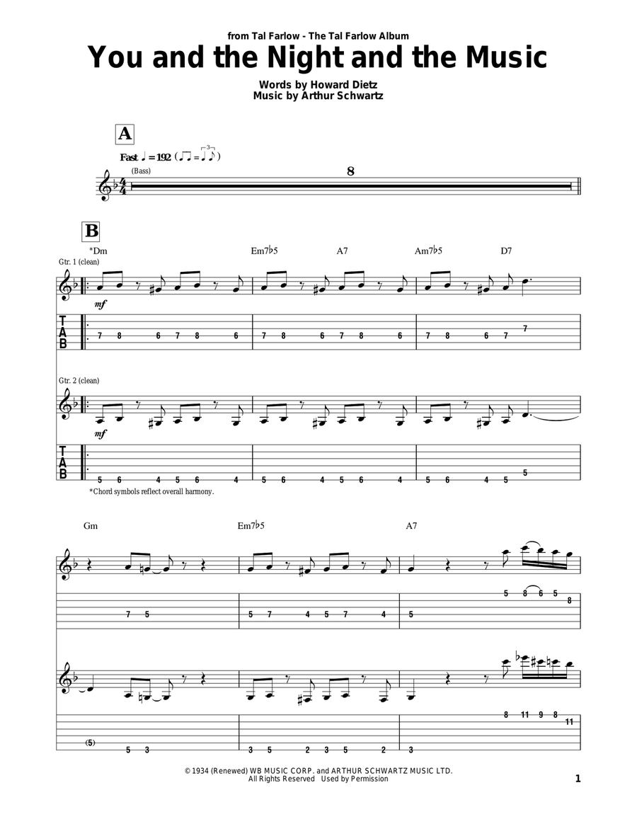 You And The Night And The Music Electric Guitar scores gallery preview page 1