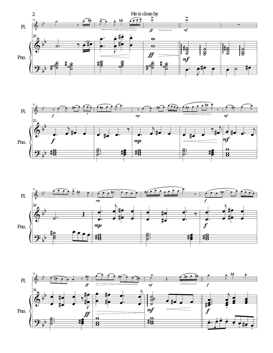 He is close by for flute and piano Flute Solo scores gallery preview page 2