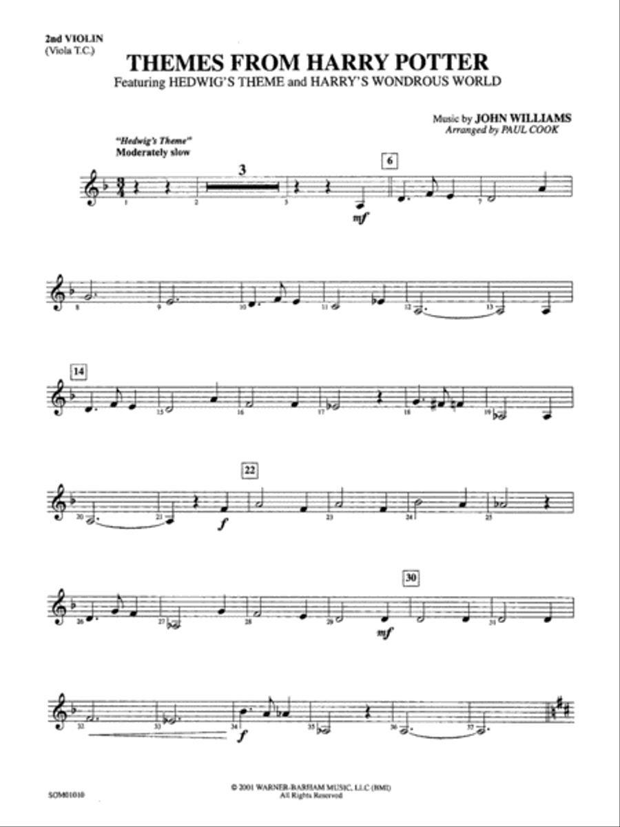 Harry Potter, Themes from: 2nd Violin String Orchestra scores gallery preview page 1