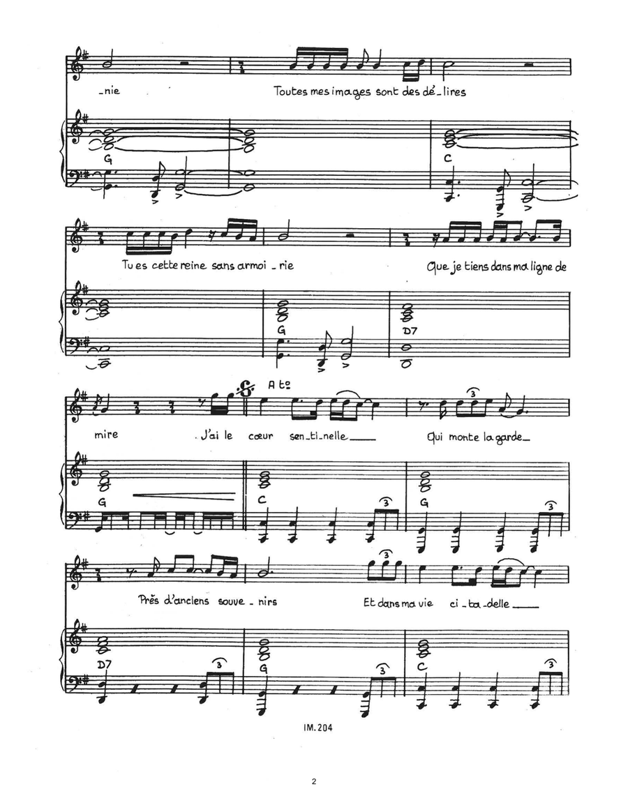 Le Coeur Sentinelle Le Coeur Sentinelle Piano, Vocal scores gallery preview page 2