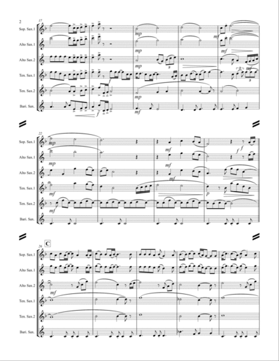 God Bless The U.s.a. Saxophone Quintet scores gallery preview page 3