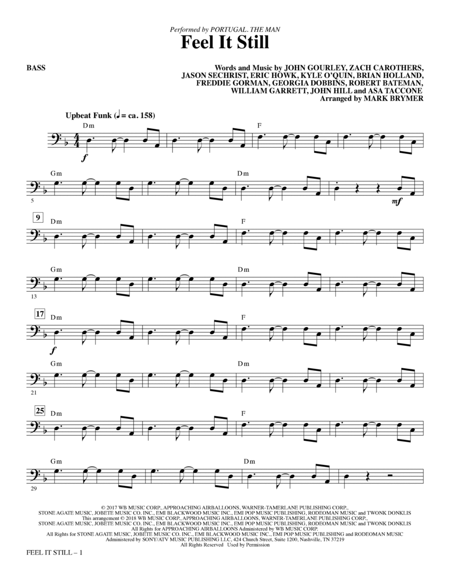 Feel It Still - Bass Choir scores gallery preview page 1