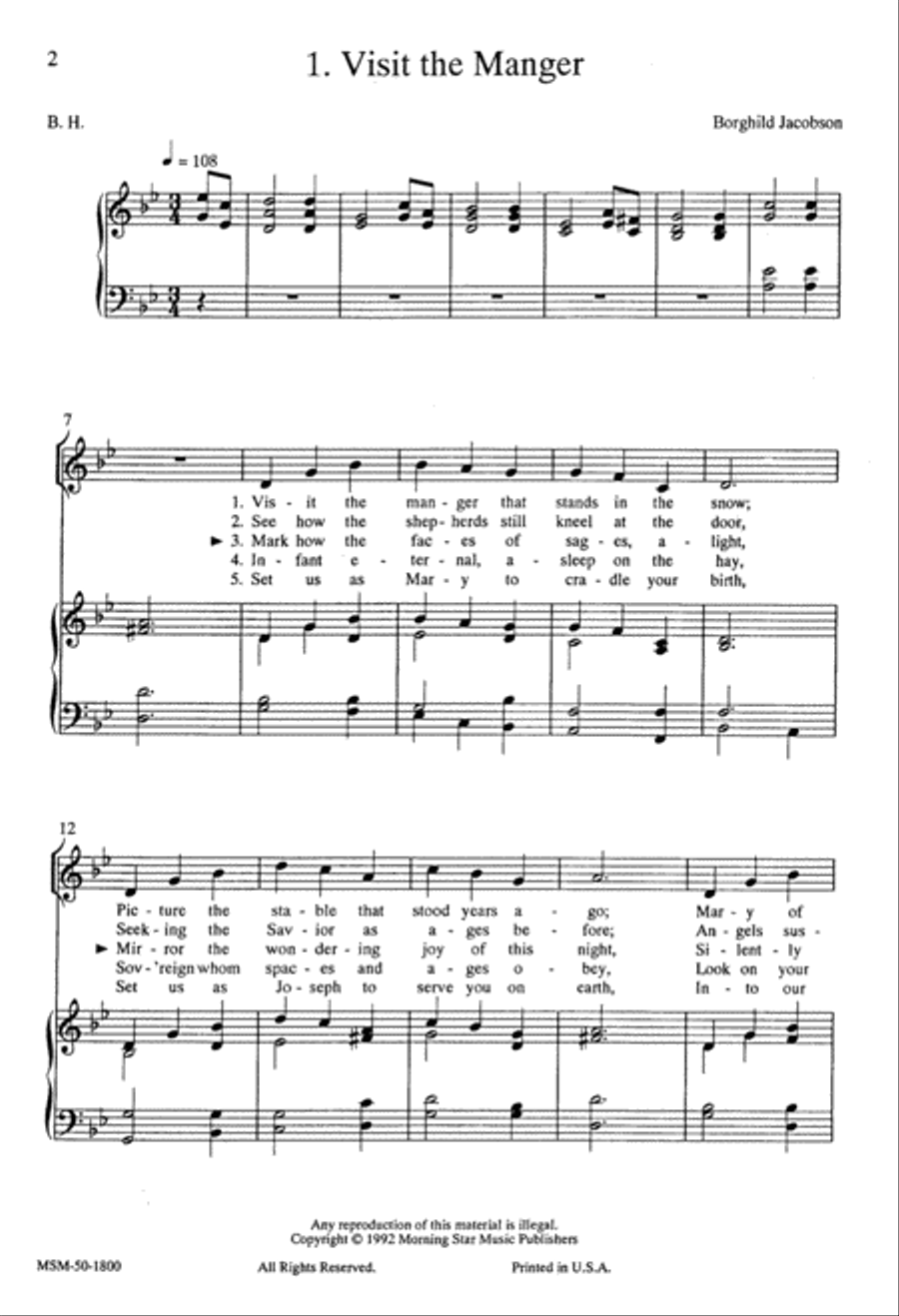 Five Christmas Songs Unison Choir scores gallery preview page 2