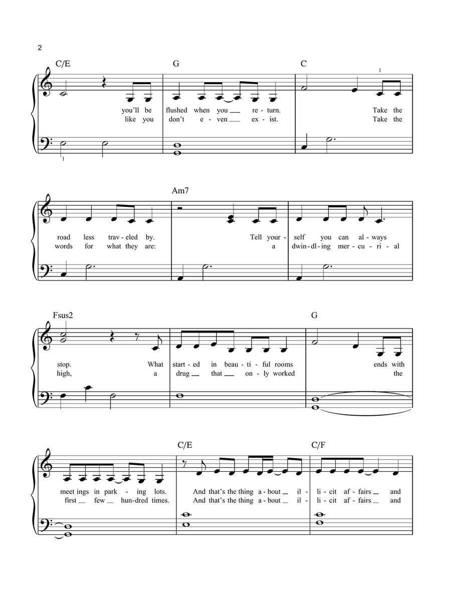 illicit affairs Easy Piano scores gallery preview page 2