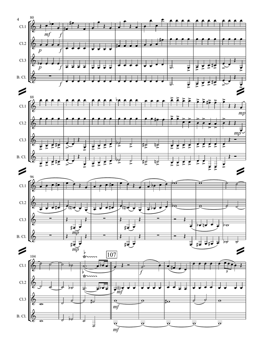 The Marriage of Figaro - Overture (for Clarinet Quartet) Clarinet Quartet scores gallery preview page 5