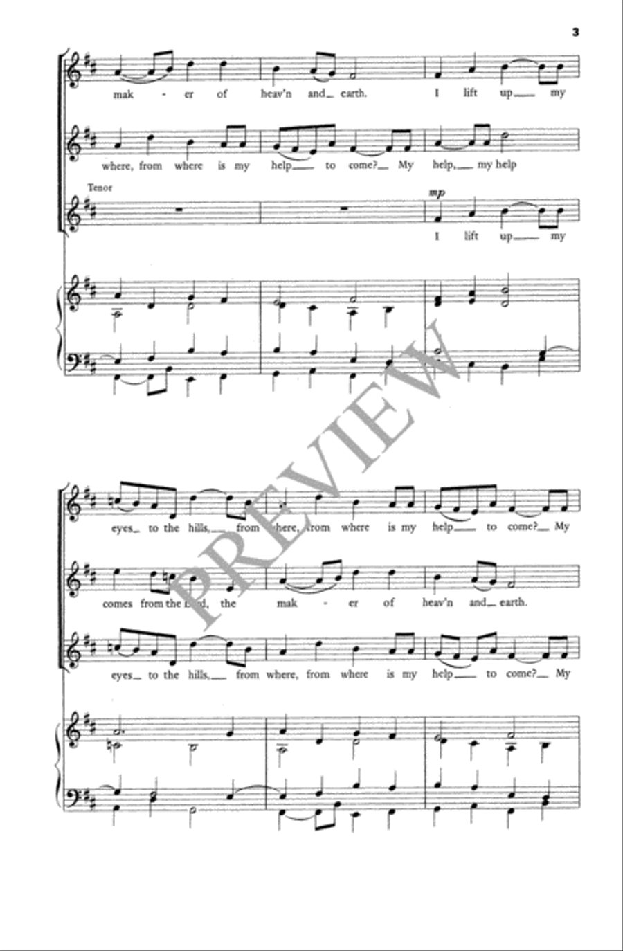 Canon on I Lift Up My Eyes to the Hills 4-Part scores gallery preview page 4