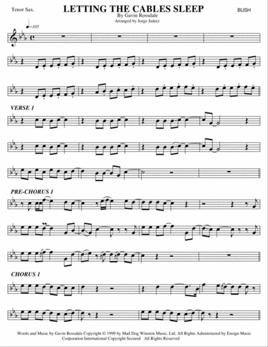 Letting The Cables Sleep Tenor Saxophone scores gallery preview page 1