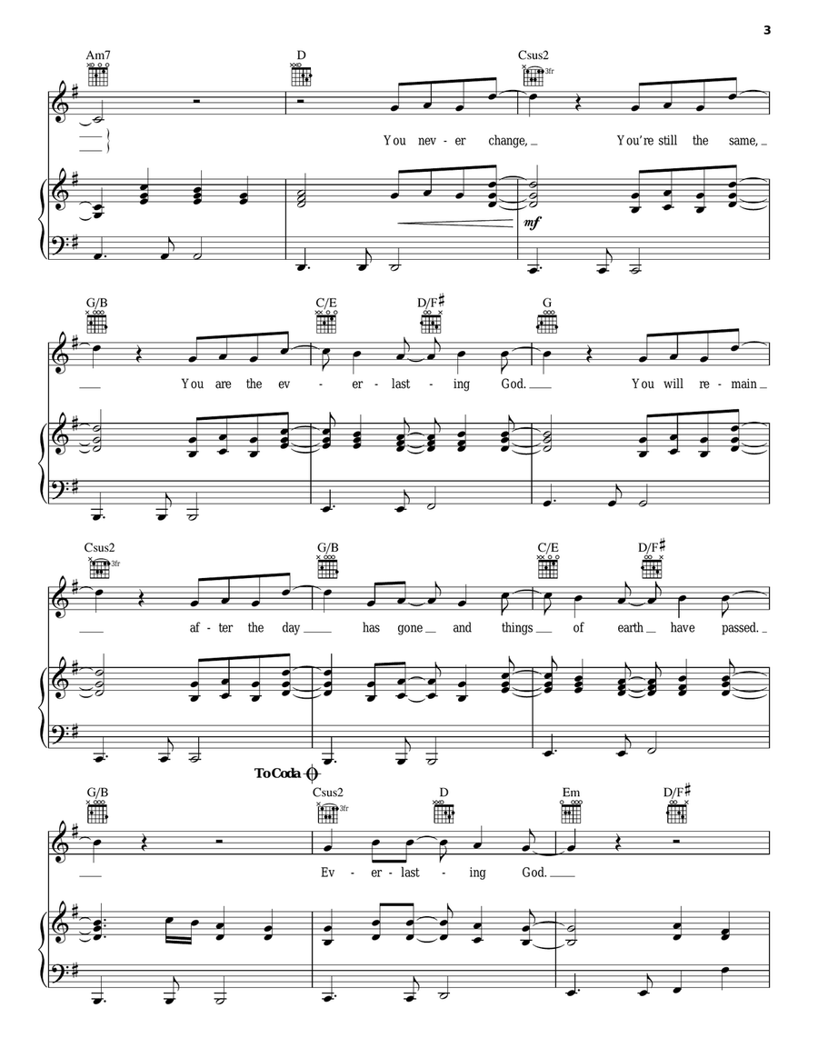 Everlasting God Piano, Vocal, Guitar scores gallery preview page 3