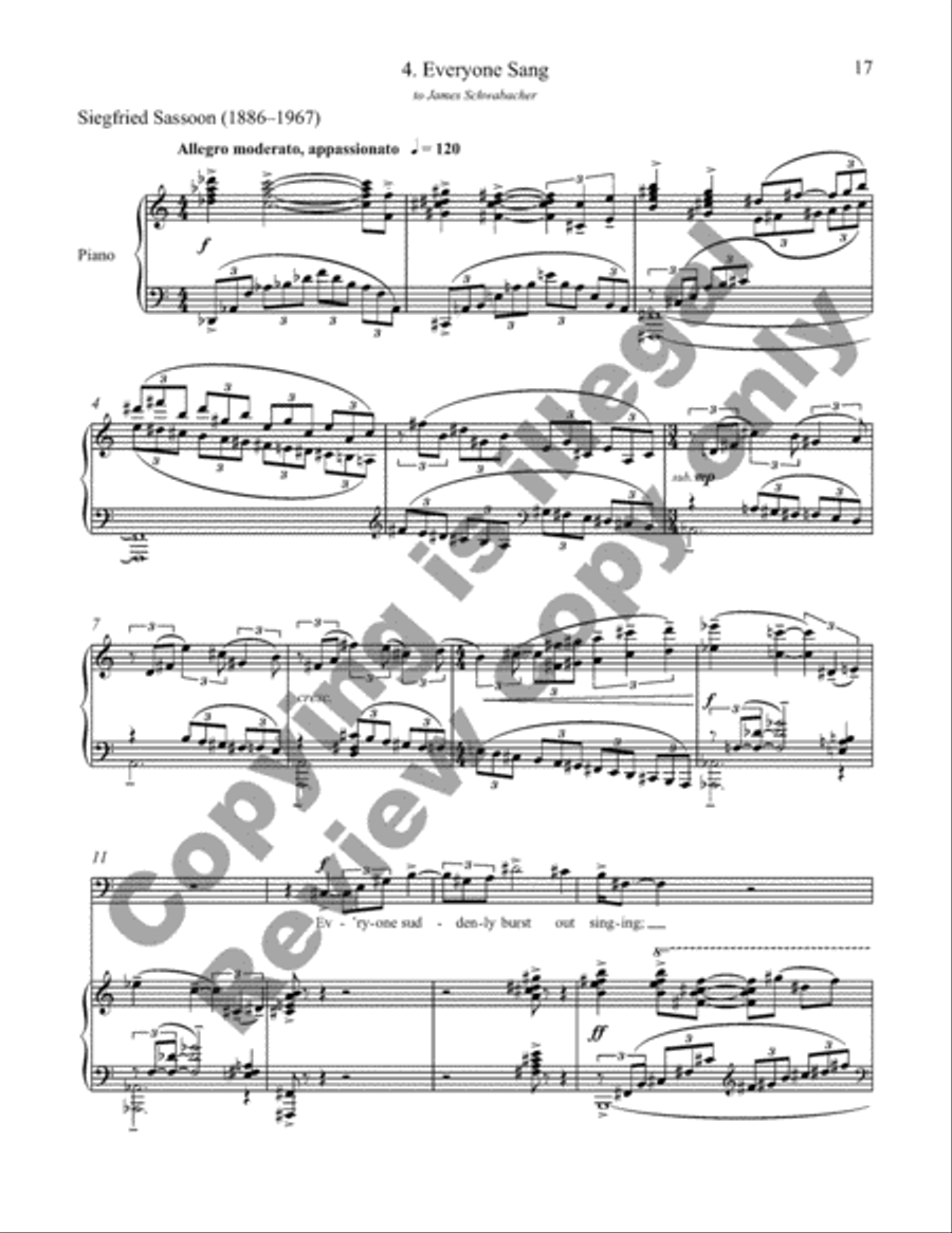 Everyone Sang: Four Songs for Baritone and Piano image number null