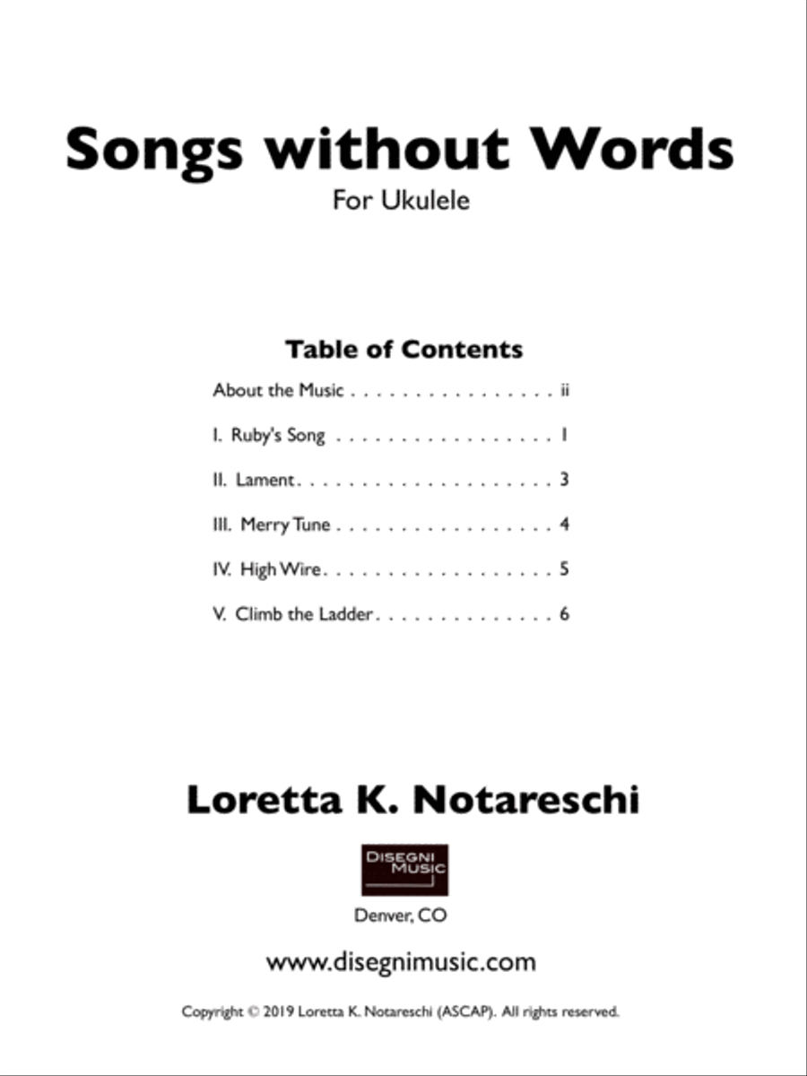 Songs without Words Ukulele scores gallery preview page 3