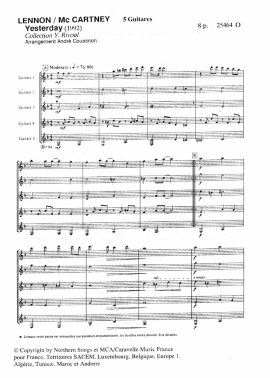 Yesterday Guitar Ensemble scores gallery preview page 2