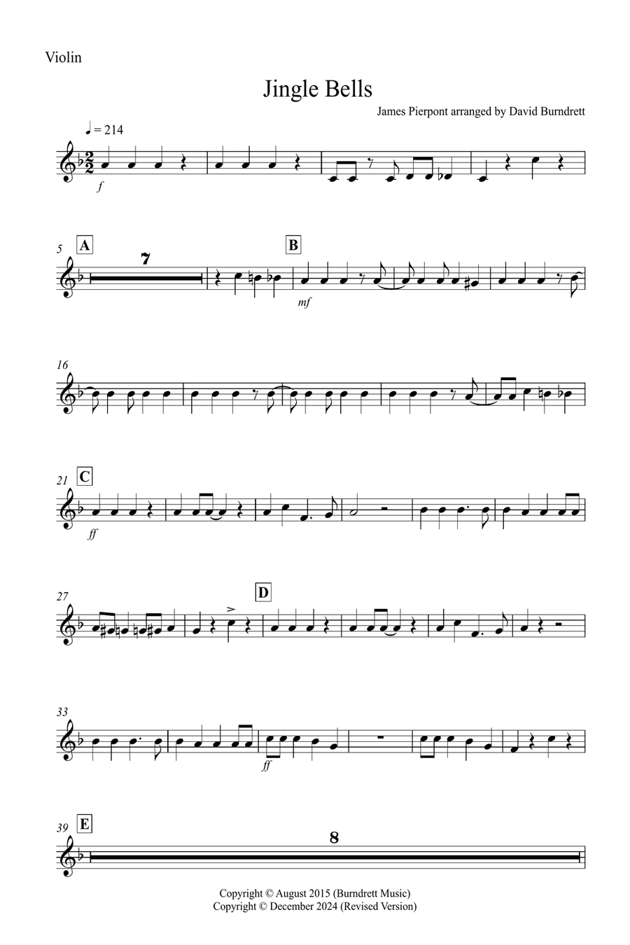 Jingle Bells (Jazzy Style!) for Violin, Alto and Tenor Saxophone Trio Small Ensemble scores gallery preview page 5