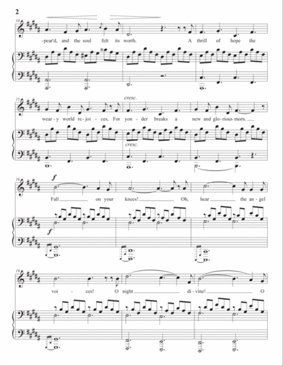 ADAM: O Holy Night (transposed to B major) Voice scores gallery preview page 3