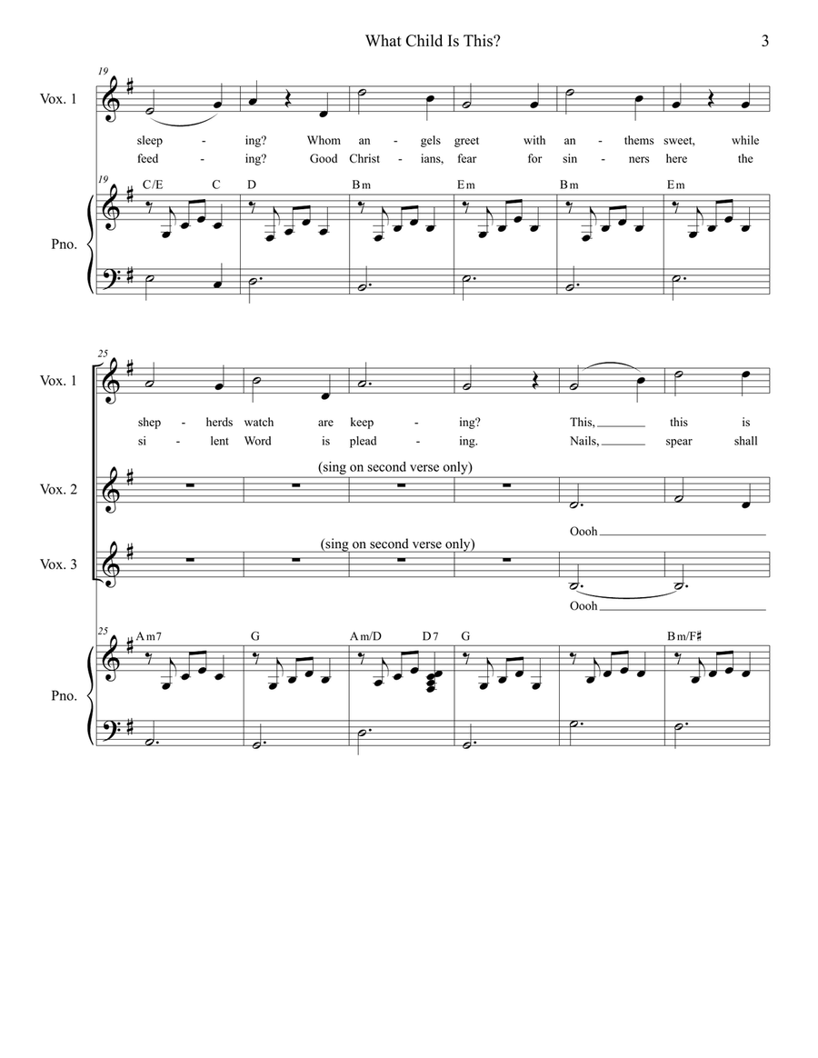 What Child Is This? (3-part children's choir) SSA scores gallery preview page 3