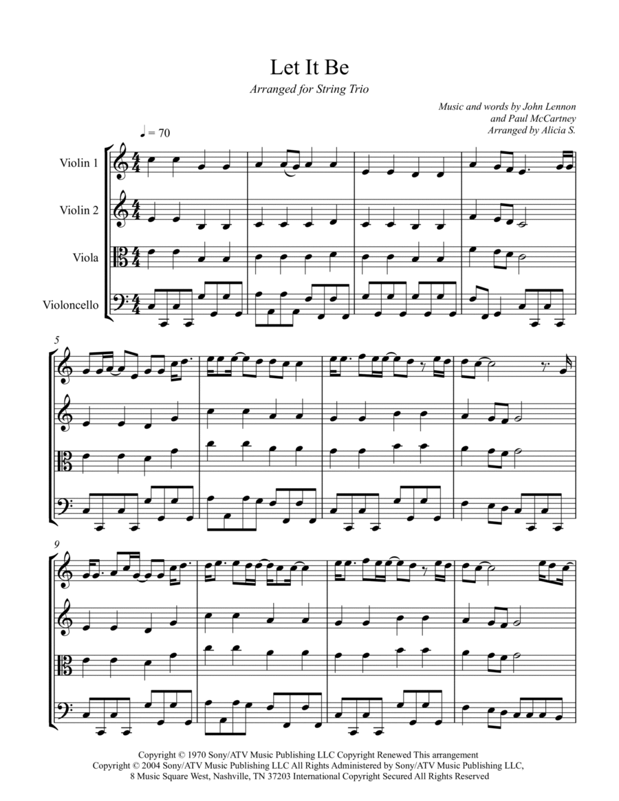Let It Be String Trio scores gallery preview page 1