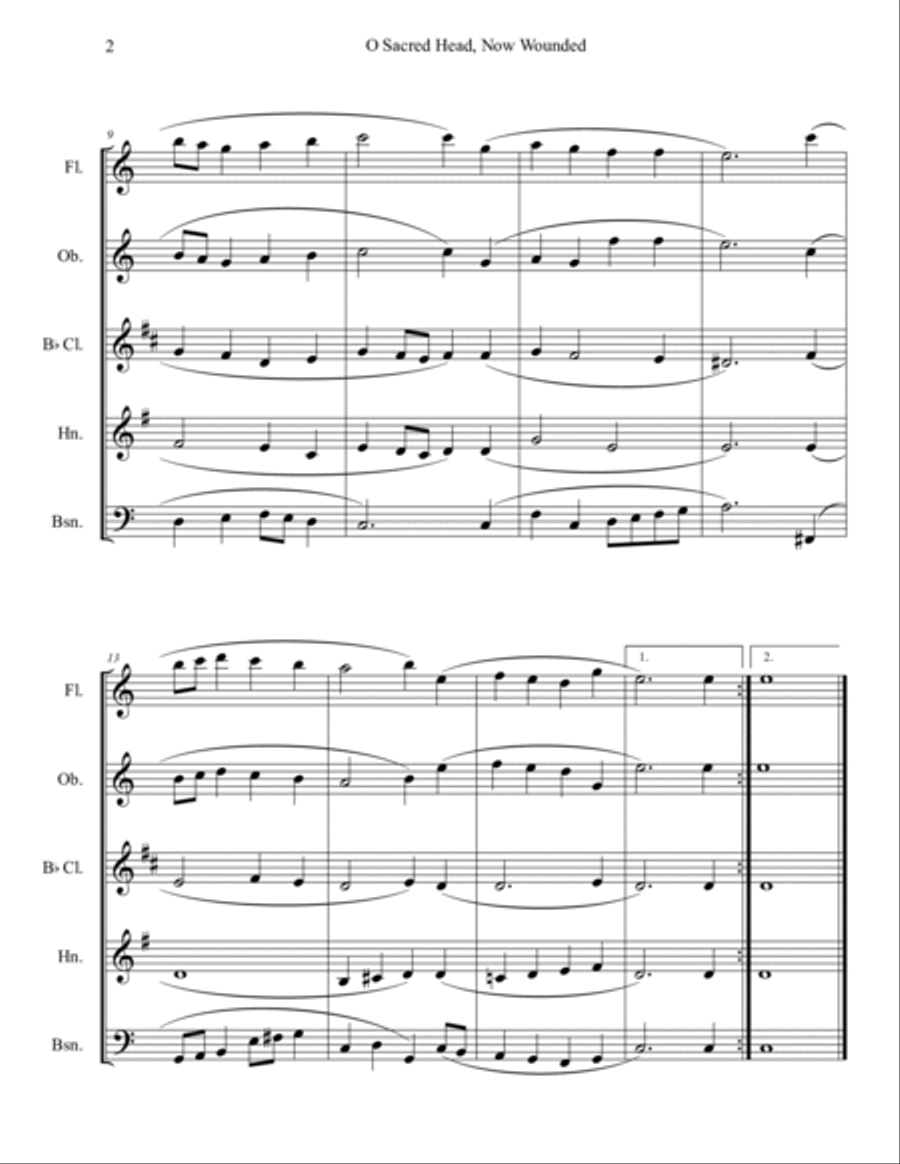O Sacred Head, Now Wounded (Woodwind Quintet) Woodwind Quintet scores gallery preview page 2