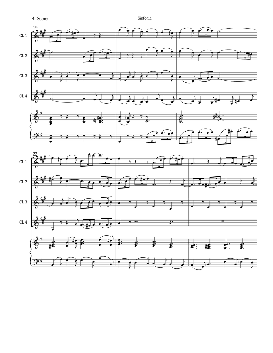 Sinfonia from Bach's Christmas Oratorio for clarinet quartet Clarinet Quartet scores gallery preview page 4