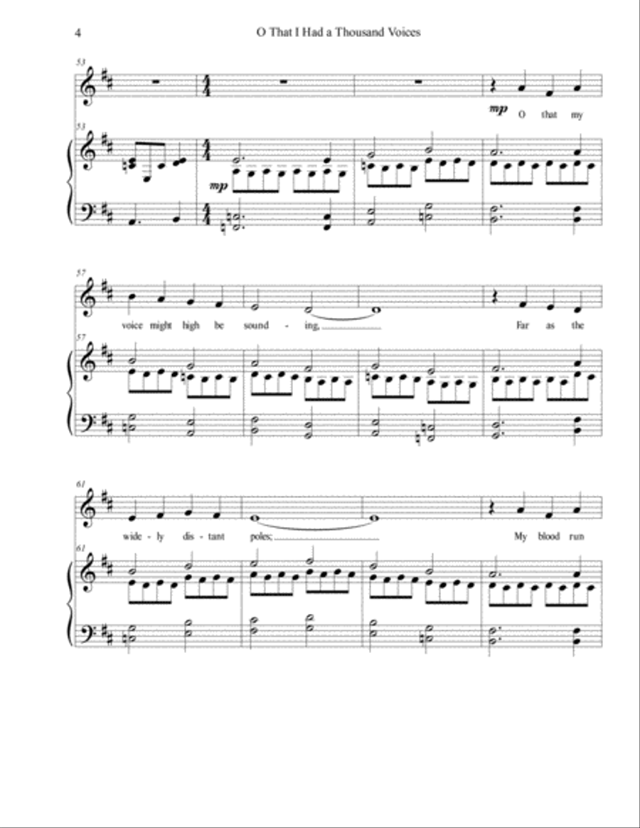 O That I Had a Thousand Voices (O DASS ICH TAUSEND), Medium/Low Voice, arr. Brenda Portman Medium Voice scores gallery preview page 4
