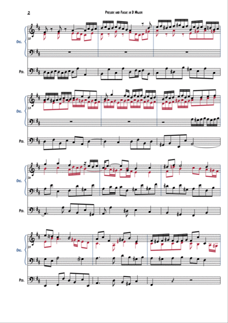Johann Ludwig Krebs - Prelude and Fugue in D Major - Fugue Organ Solo scores gallery preview page 3