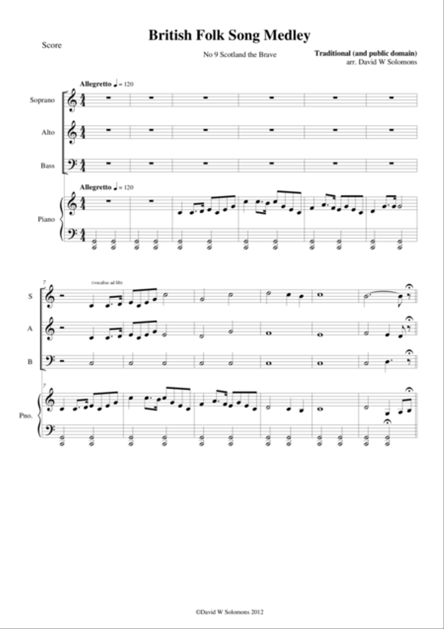Scotland the brave for SAB choir and piano 3-Part scores gallery preview page 1