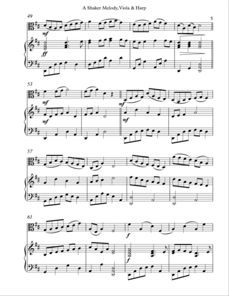 A Shaker Melody, Duet for Viola & Harp image number null