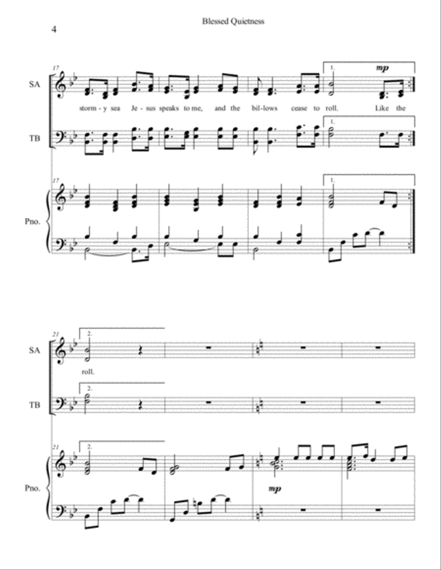 Blessed Quietness Blessed Quietness 4-Part scores gallery preview page 4