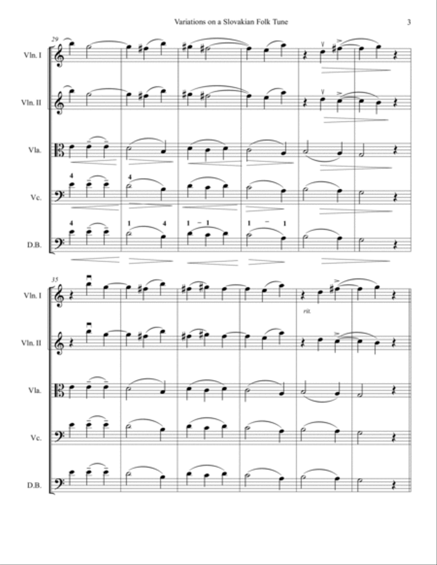 Variations on a Slovakian Folk Tune String Orchestra scores gallery preview page 4