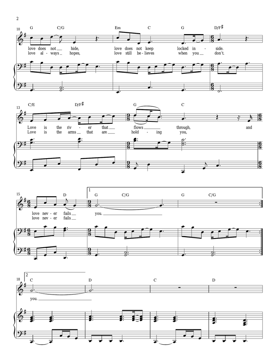 Love Never Fails Love Never Fails Piano, Vocal scores gallery preview page 2