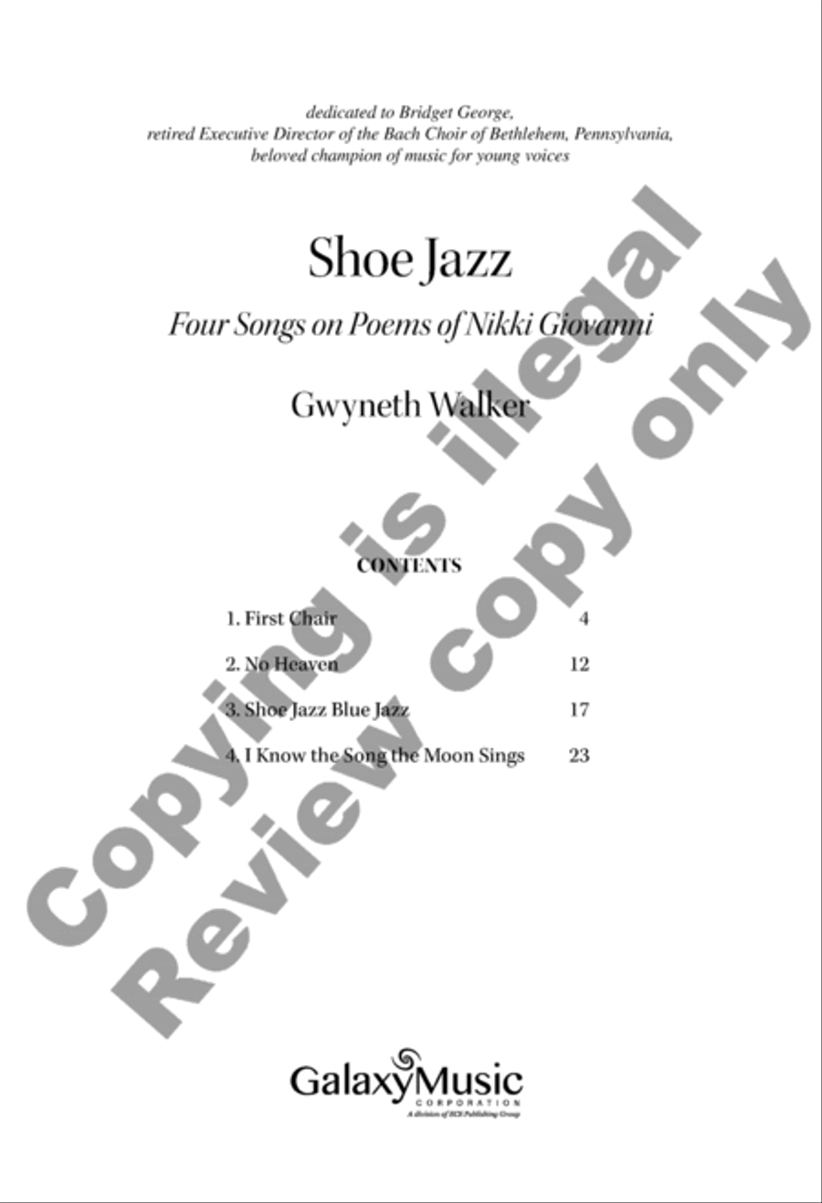 Shoe Jazz: Four Songs on Poems of Nikki Giovanni (Choral Score)