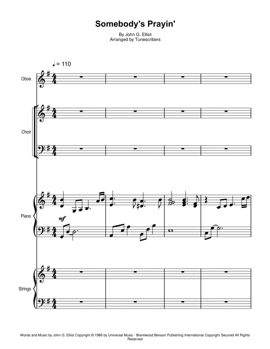 Somebody's Prayin' Choir scores gallery preview page 1